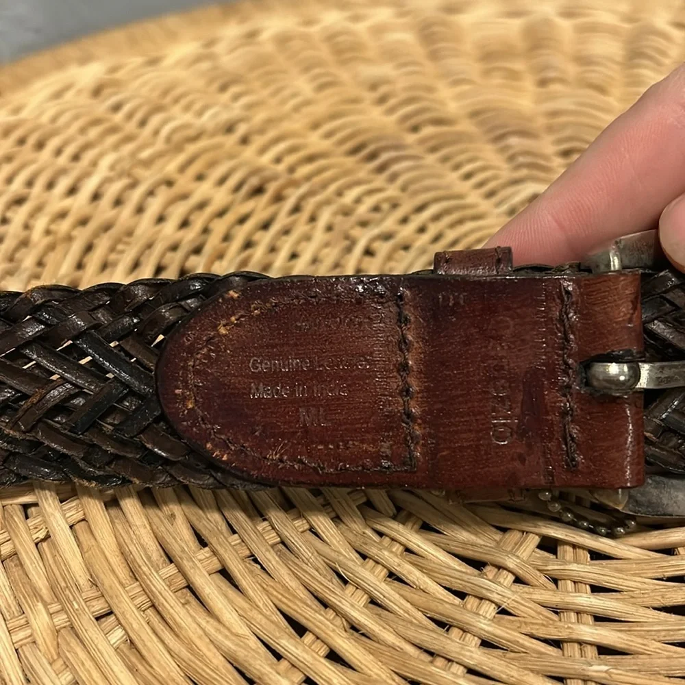 Vintage Capezio Braided‎ Leather Belt Brown Silver Conchos